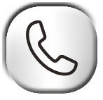 kreisrunder metallischer Button auf dem ein schwarzer Telefonhörer abgebildet ist